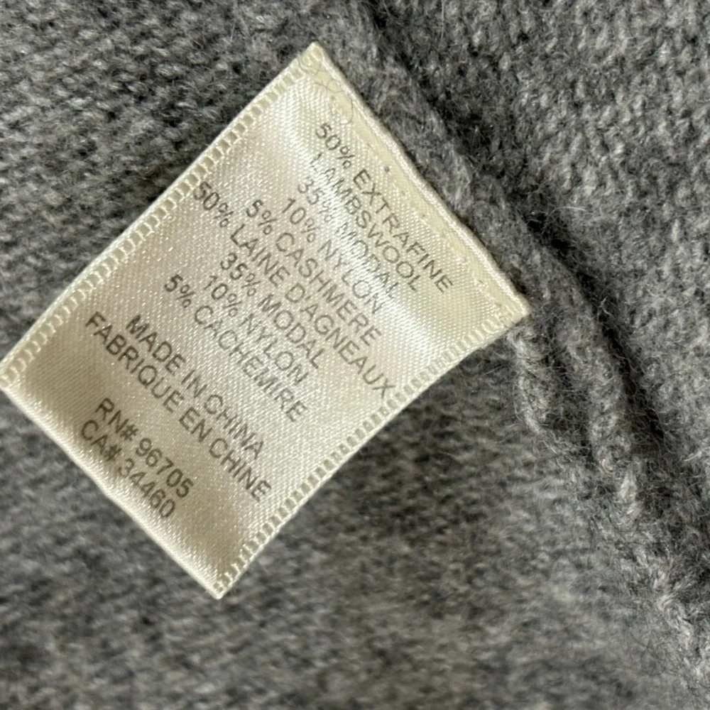 Rebecca Taylor Gray Lambswool/Cashmere Blend Crochet Asymmetrical Hem Cardigan S